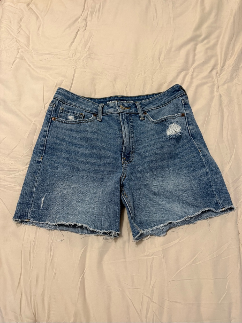 Old Navy Medium Blue Distressed Denim Shorts